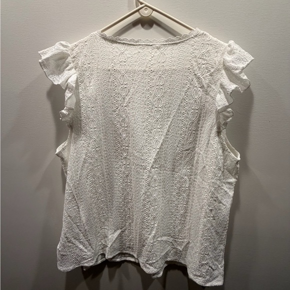 Shein Plus Eyelet Embroidery Lace Trim Top - Picture 6 of 7